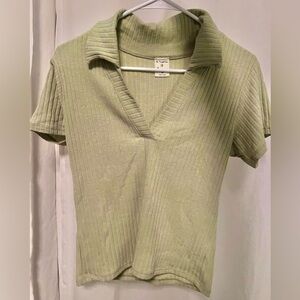Light sage green knit polo shirt